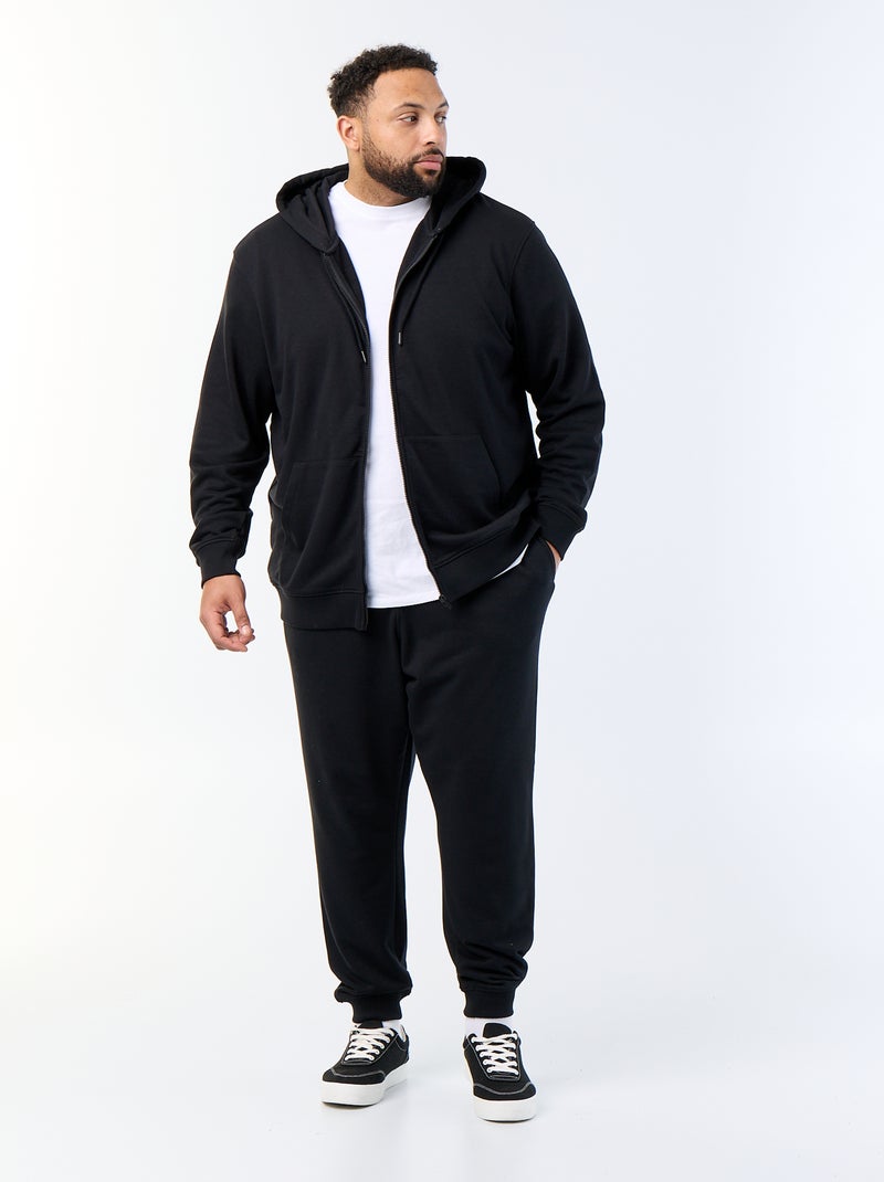 Sweat à capuche zippé uni Noir - Kiabi