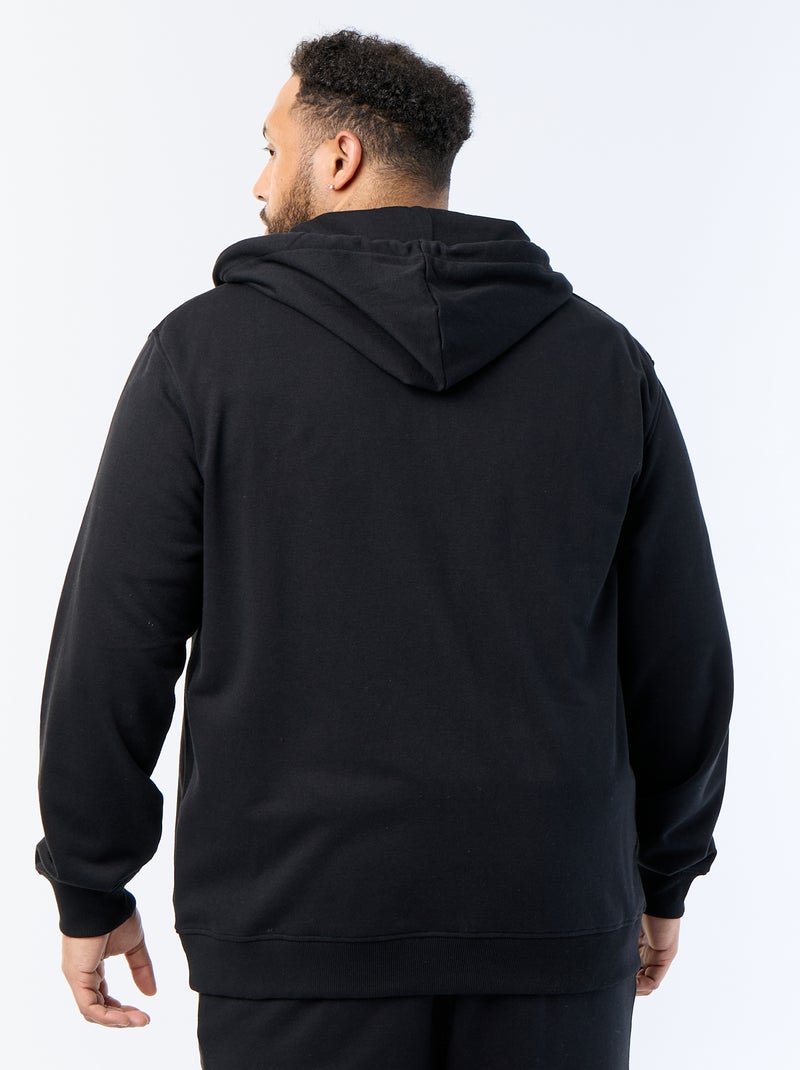 Sweat à capuche zippé uni Noir - Kiabi