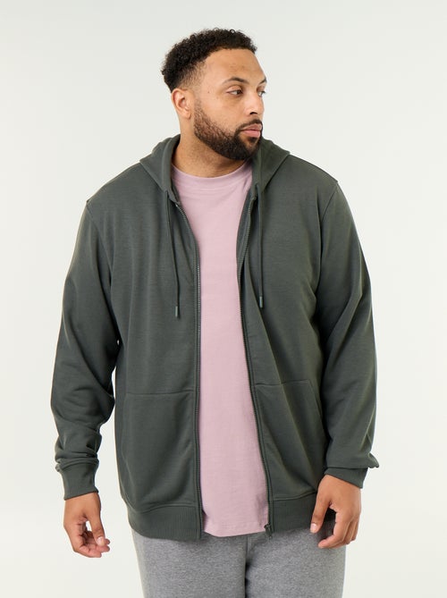 Sweat à capuche zippé uni - Kiabi