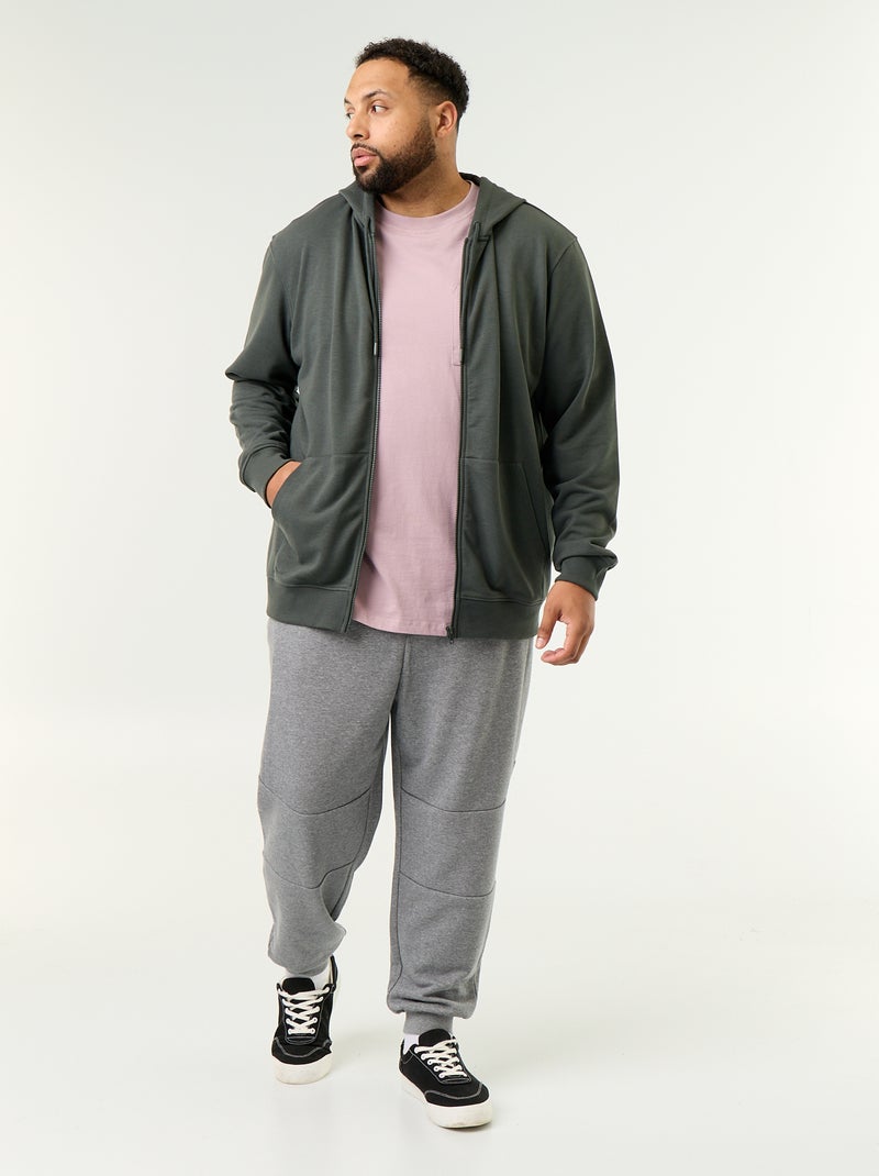 Sweat à capuche zippé uni Vert - Kiabi