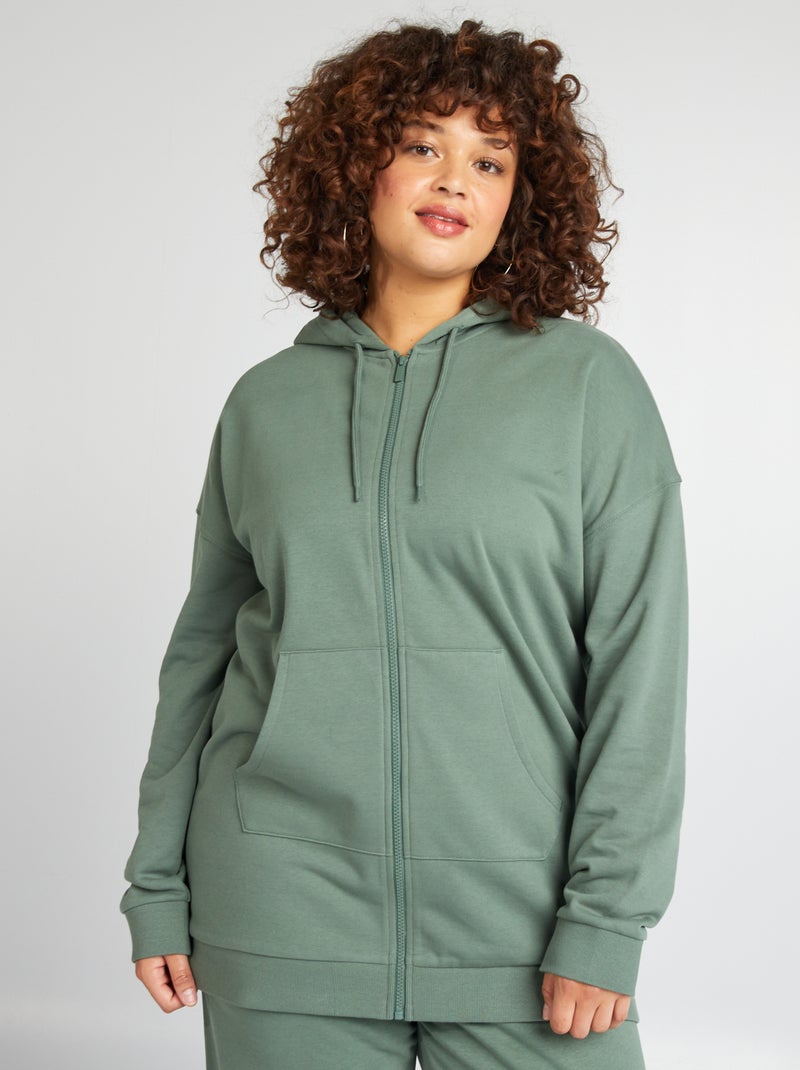 Sweat à capuche zippé Vert - Kiabi
