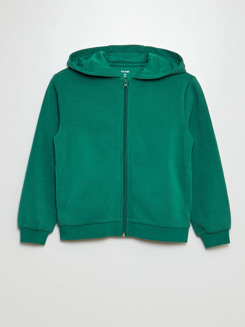 Sweat à capuche zippé vert - Kiabi