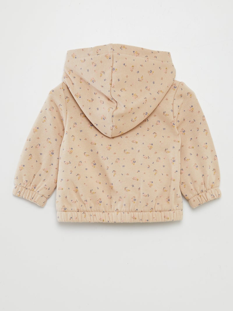 Sweat à capuche zippée à motif Beige - Kiabi