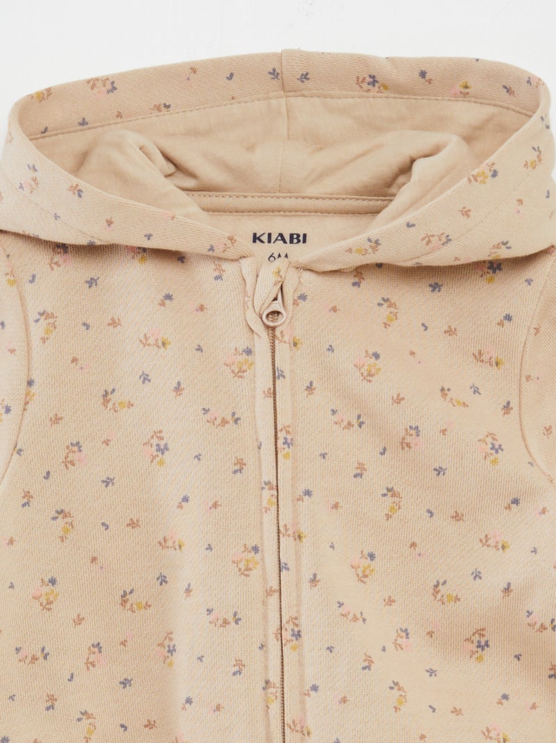 Sweat à capuche zippée à motif Beige - Kiabi