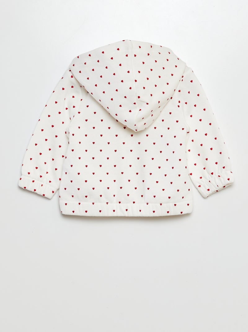 Sweat à capuche zippée à motif BLANC - Kiabi