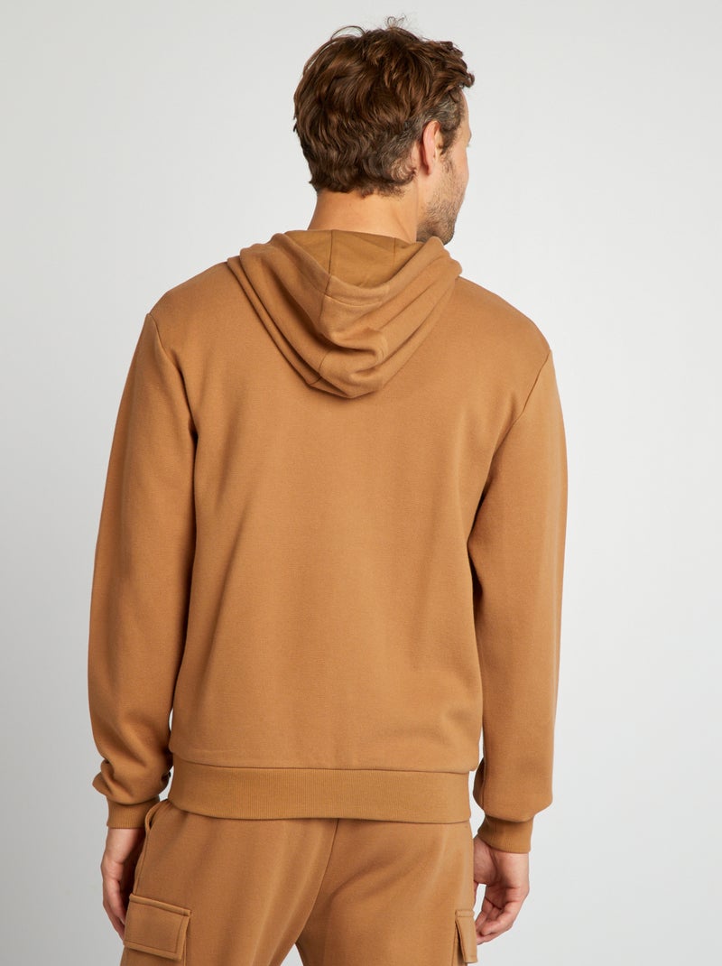 Sweat à capuche zippée en maille piquée Beige - Kiabi