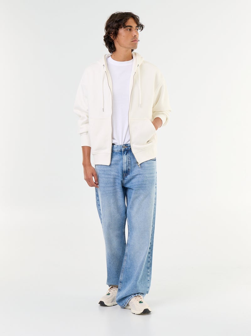 sweat à capuche zippée uni Blanc - Kiabi