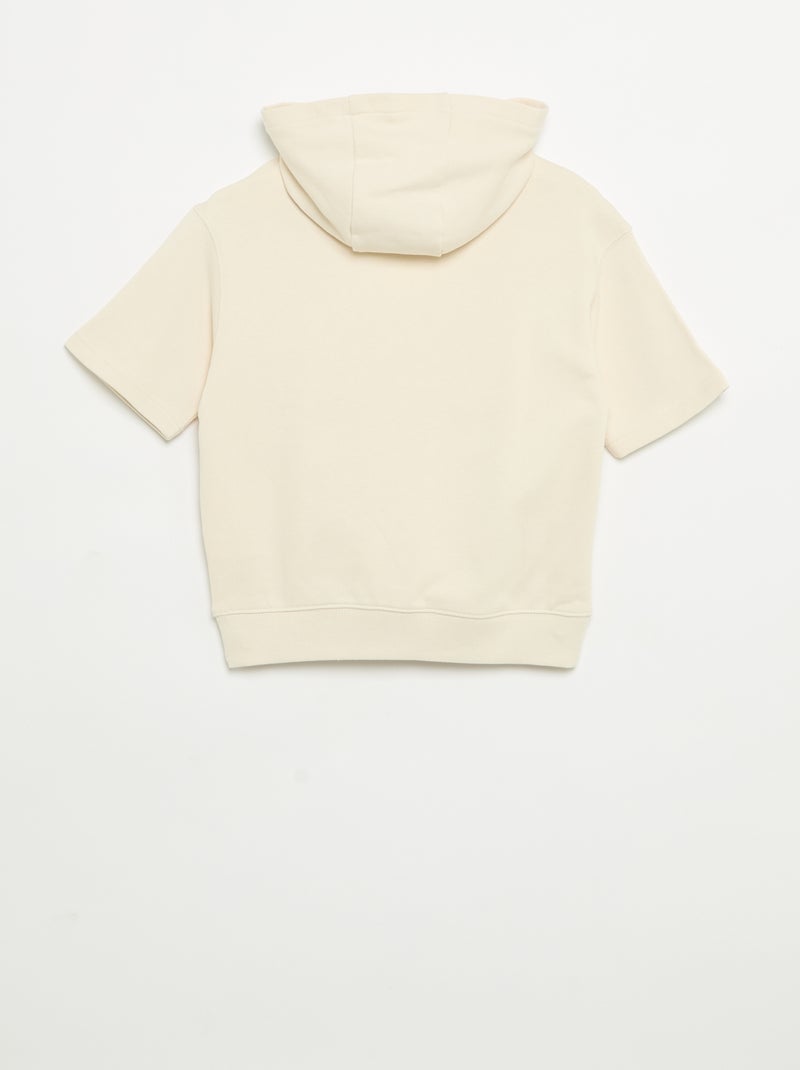 Sweat à capuches et manches courtes Ecru - Kiabi