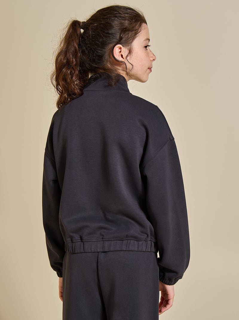 Sweat à col camionneur Noir - Kiabi