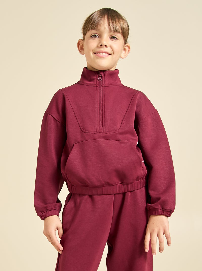 Sweat à col camionneur Rouge - Kiabi