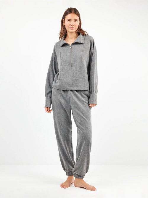 Sweat à col haut doublé avec double fermeture éclair frontale - Kiabi Sweat à col haut doublé avec double fermeture éclair frontale - Kiabi