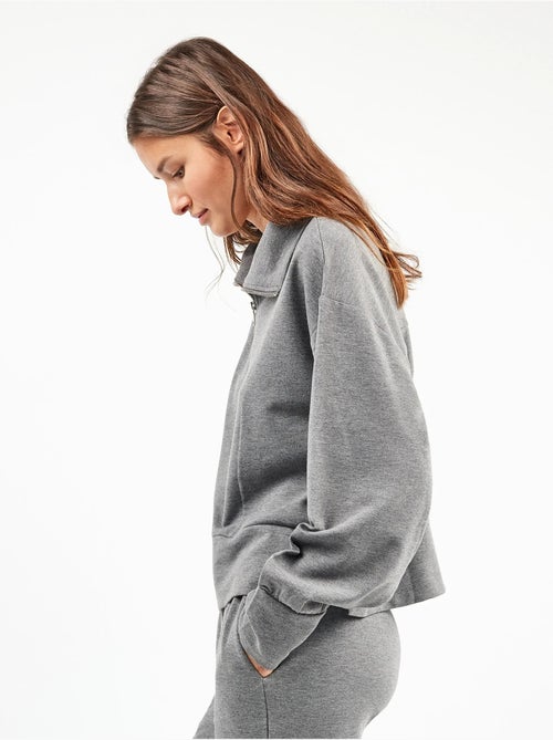 Sweat à col haut doublé avec double fermeture éclair frontale - Kiabi Sweat à col haut doublé avec double fermeture éclair frontale - Kiabi