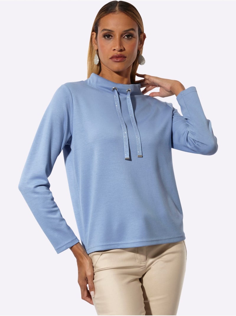 Sweat à Col Montant 50% Modal - Taille Standard - Helline Bleu - Kiabi