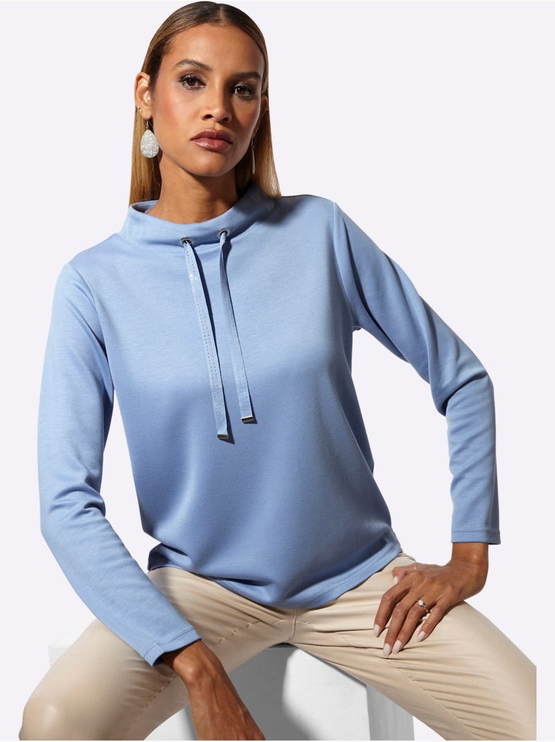 Sweat à Col Montant 50% Modal - Taille Standard - Helline Bleu - Kiabi