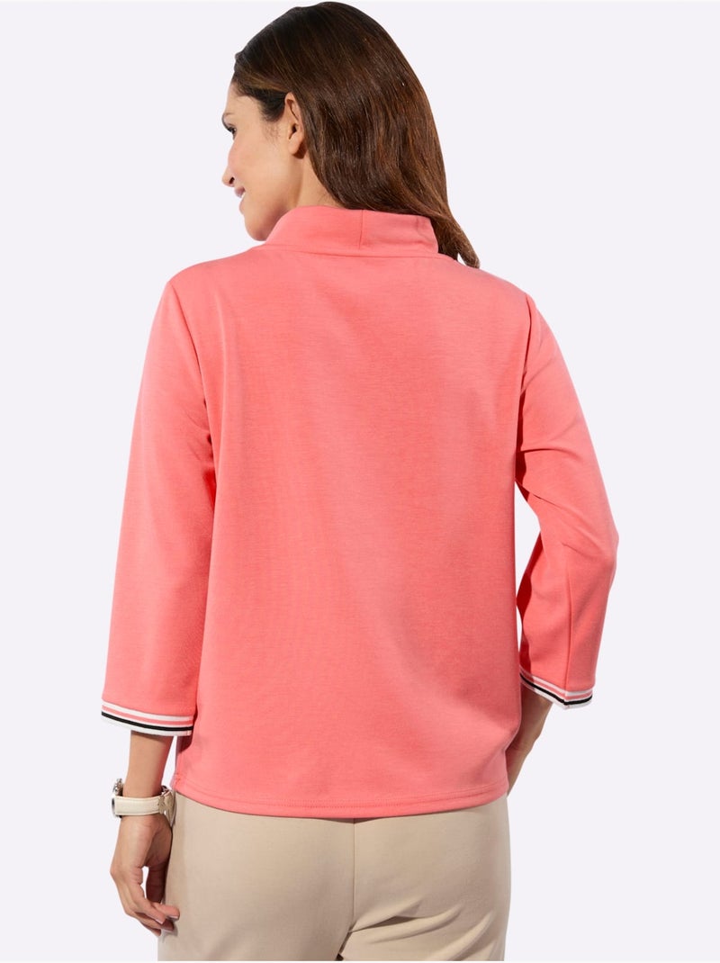 Sweat à Col Montant 50% Modal (tencel) - Taille Standard - Witt Corail - Kiabi