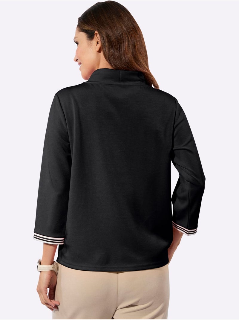 Sweat à Col Montant 50% Modal (tencel) - Taille Standard - Witt Noir - Kiabi