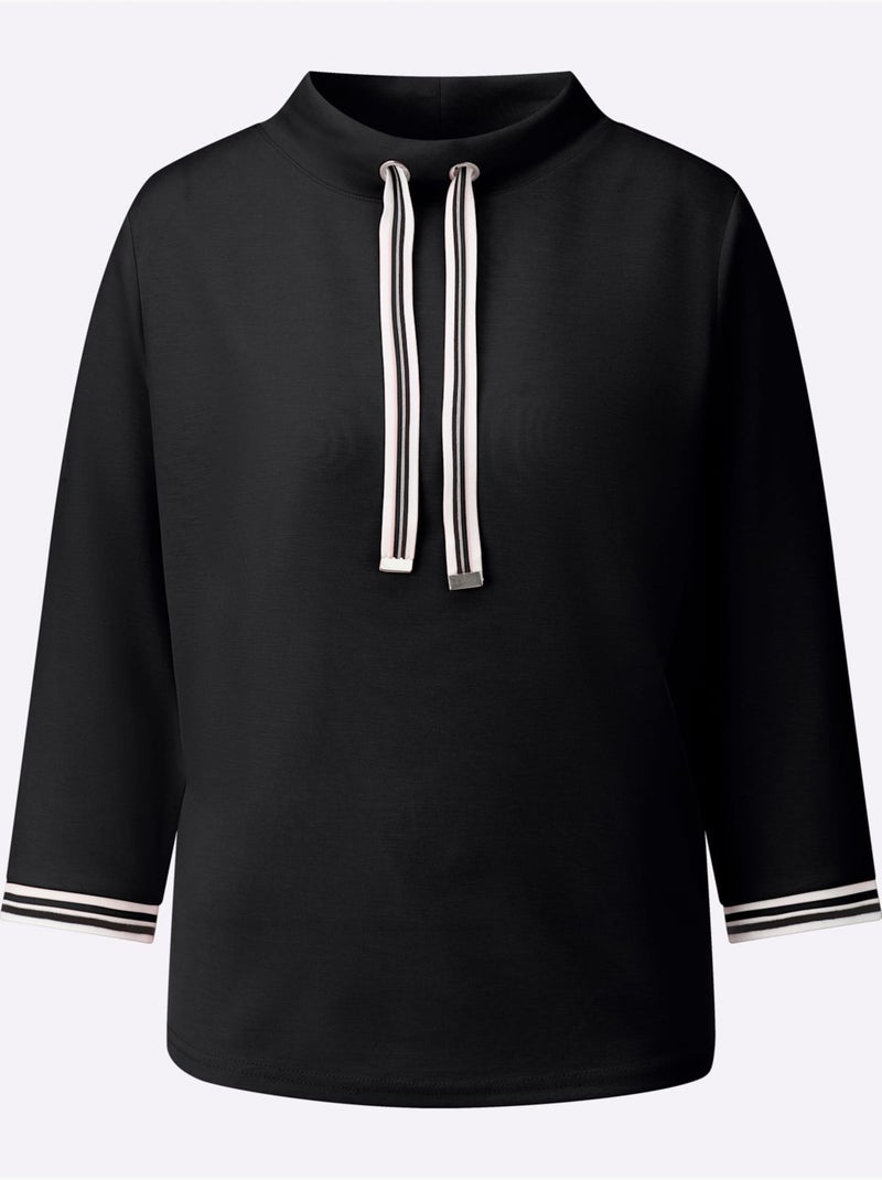 Sweat à Col Montant 50% Modal (tencel) - Taille Standard - Witt Noir - Kiabi