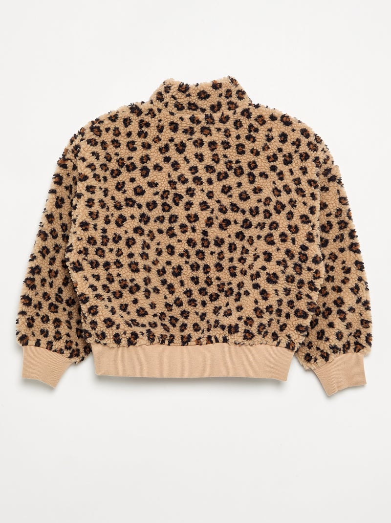 Sweat à col montant en matière moutonnée Beige - Kiabi