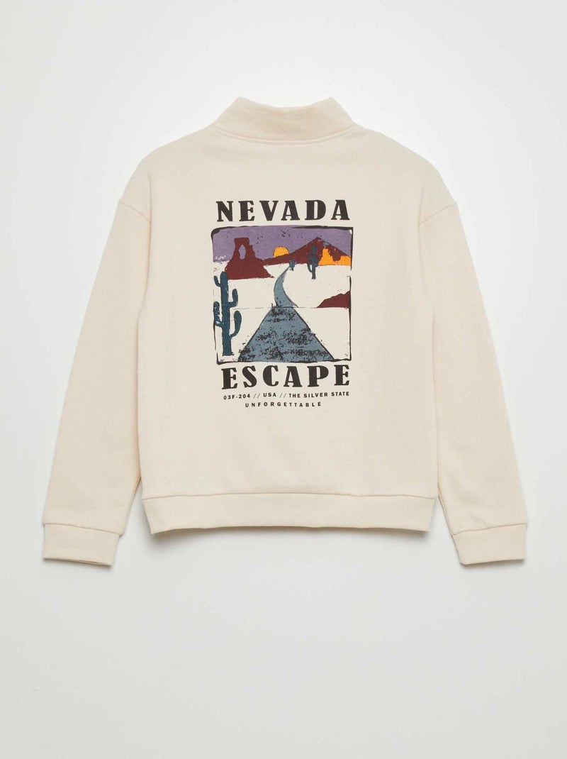 Sweat à col montant imprimé 'Nevada' Beige - Kiabi