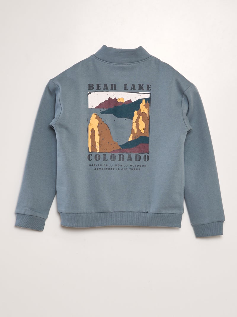 Sweat à col montant imprimé 'Nevada' Bleu - Kiabi