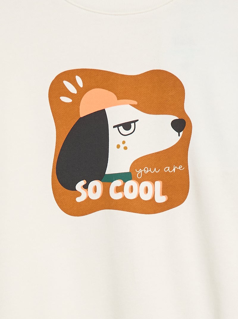 Sweat à col rond - Grafik Edition Blanc - Kiabi