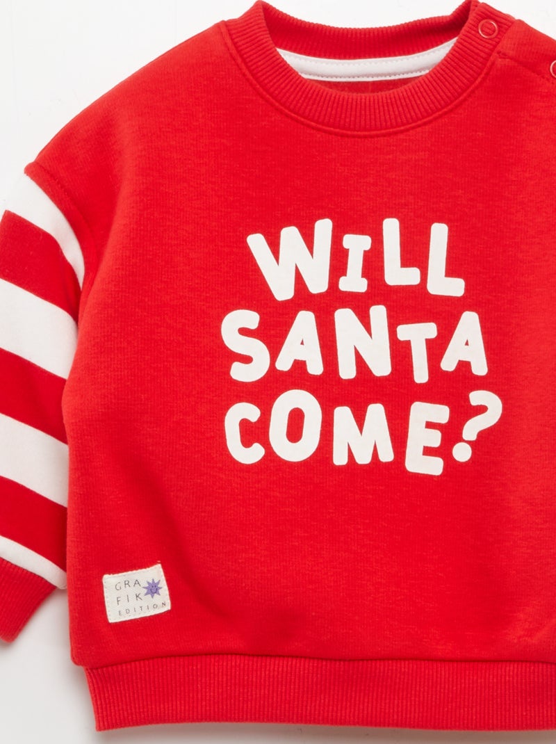 Sweat à col rond - Grafik Edition Rouge - Kiabi