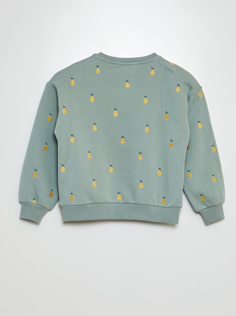 Sweat à col rond animé Vert - Kiabi