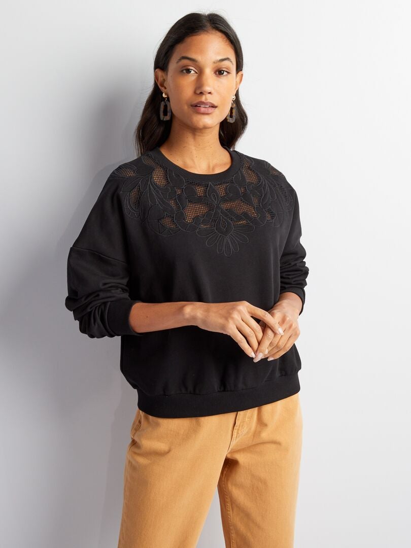 Sweat à Col Forever 21 – Taille 2X – Noir/blanc – Imprimé No Thanks – Femme Plus Size