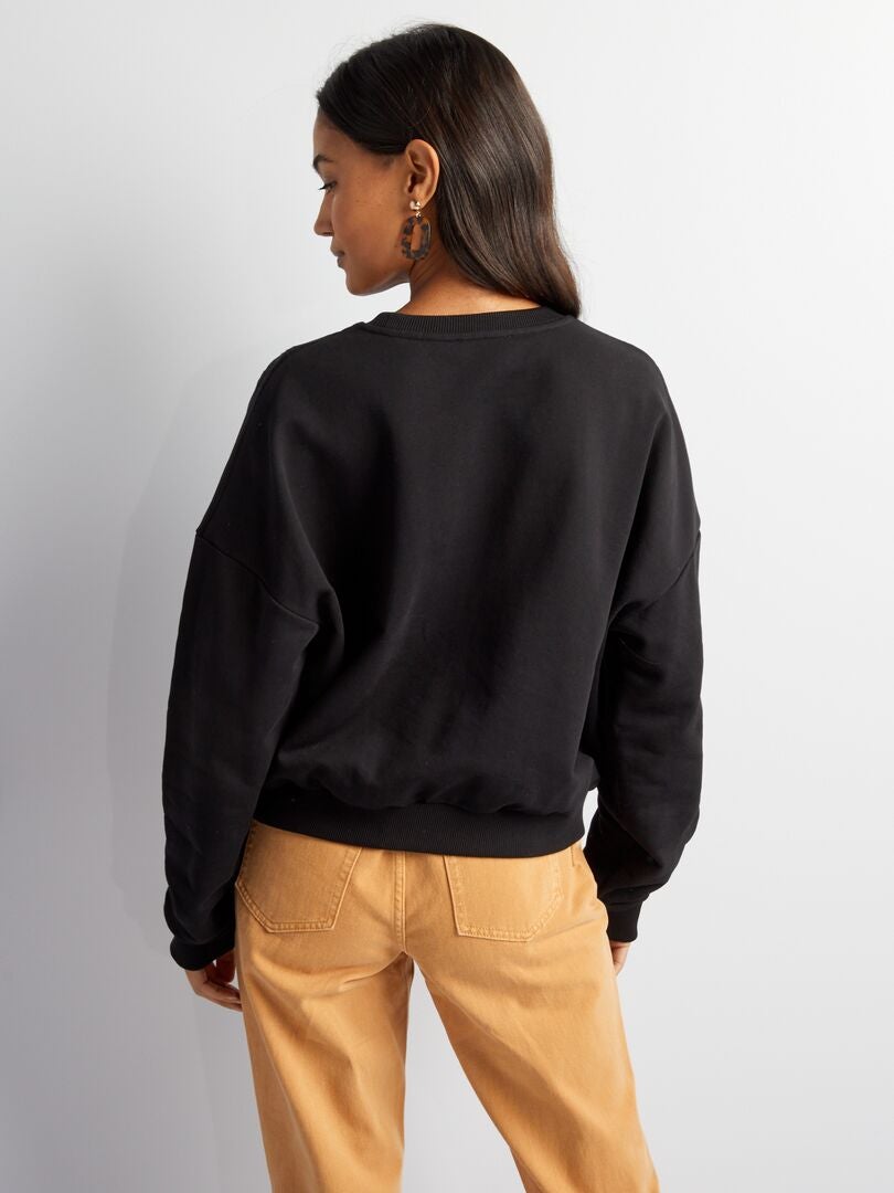 Bershka - Sweat à col zippé et rayures - Noir et blanc
