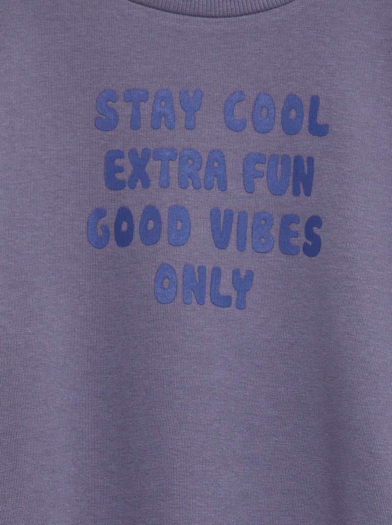 Sweat à col rond avec inscription Violet - Kiabi