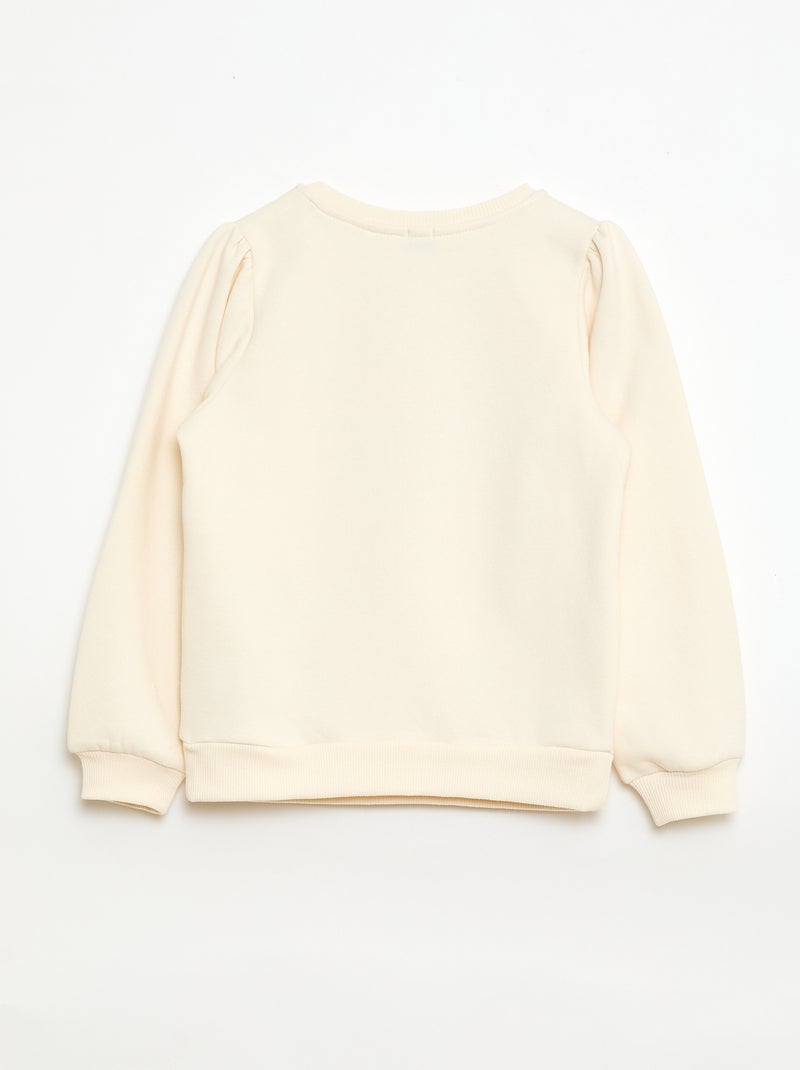Sweat à col rond avec motif en cordelette Beige - Kiabi