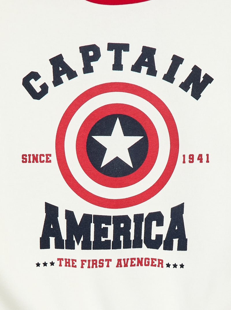 Sweat à col rond 'Captain America' Blanc - Kiabi
