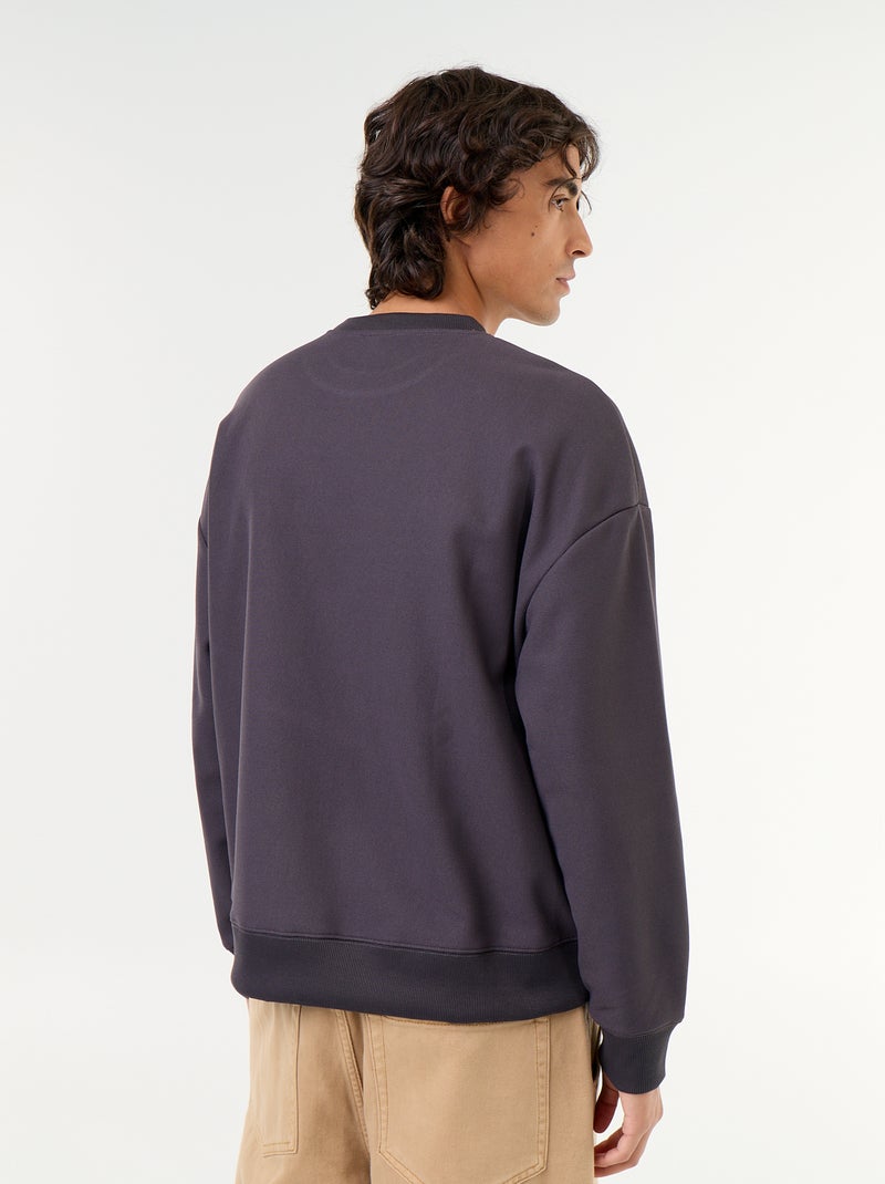 Sweat à col rond en maille piquée Gris - Kiabi