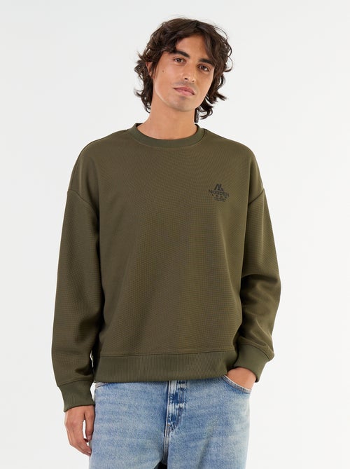 Sweat à col rond en maille piquée - Kiabi Sweat à col rond en maille piquée - Kiabi