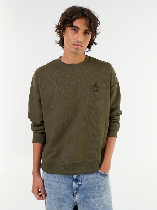 Sweat à col rond en maille piquée - Kiabi Sweat à col rond en maille piquée - Kiabi