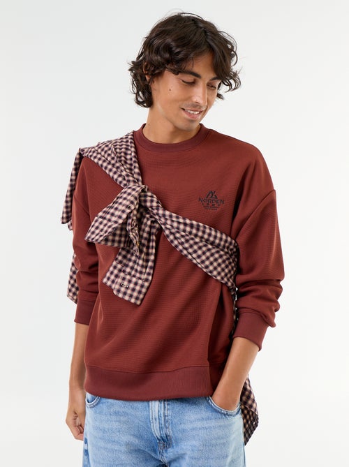 Sweat à col rond en maille piquée - Kiabi