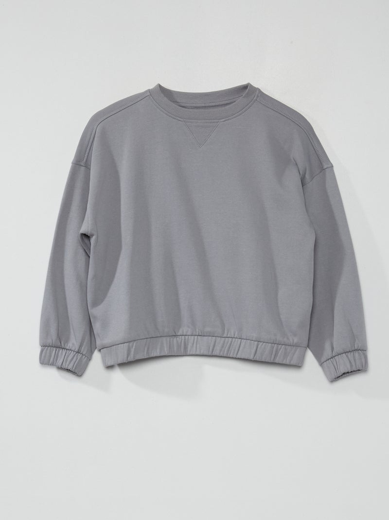 Sweat à col rond en molleton Bleu gris - Kiabi