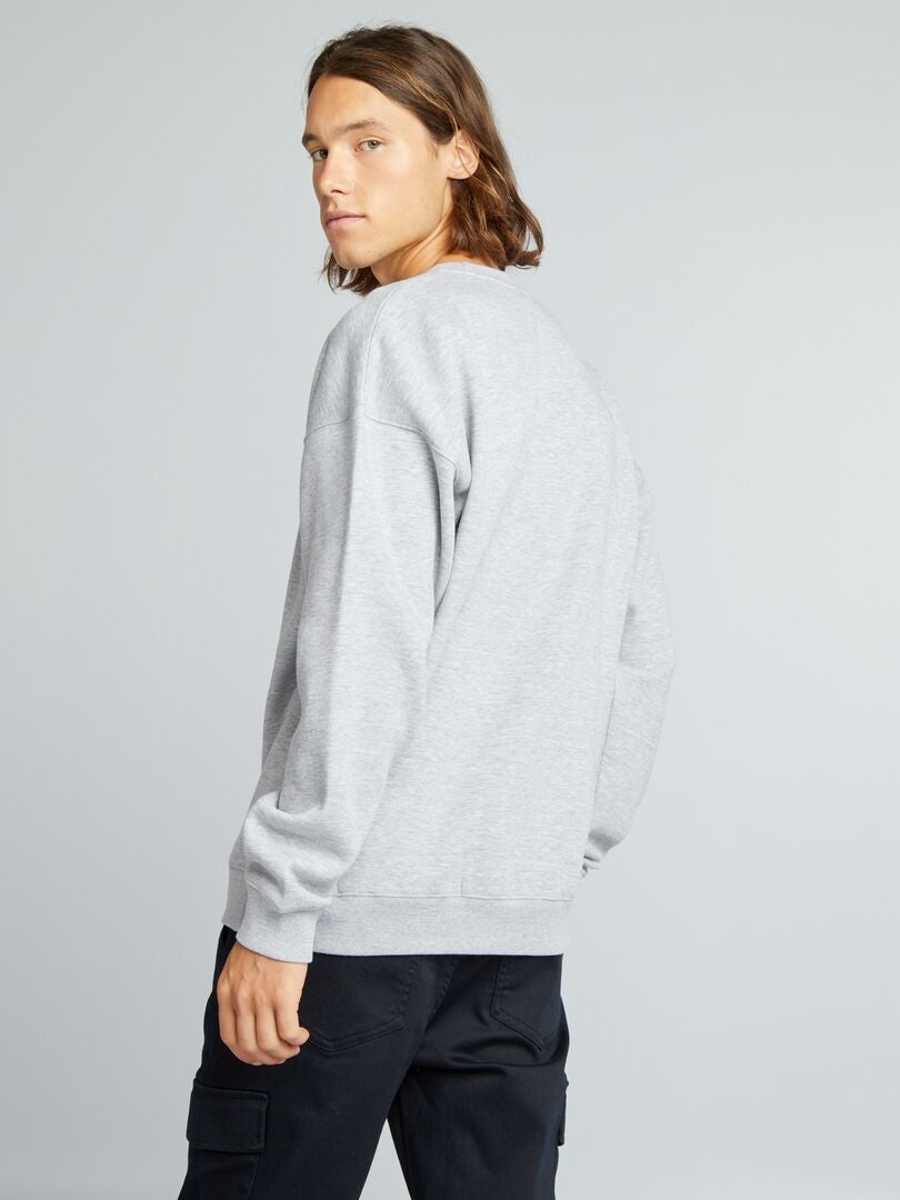 Sweat Vintage Double Face Gris Années 30-40 - Taille M, Col Rond, Vieilli, USA