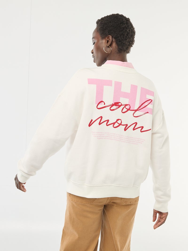 Sweat à col rond fantaisie Blanc - Kiabi