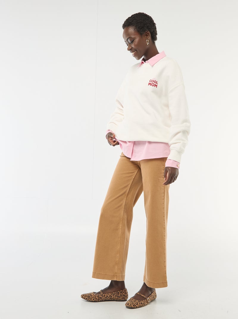 Sweat à col rond fantaisie Blanc - Kiabi