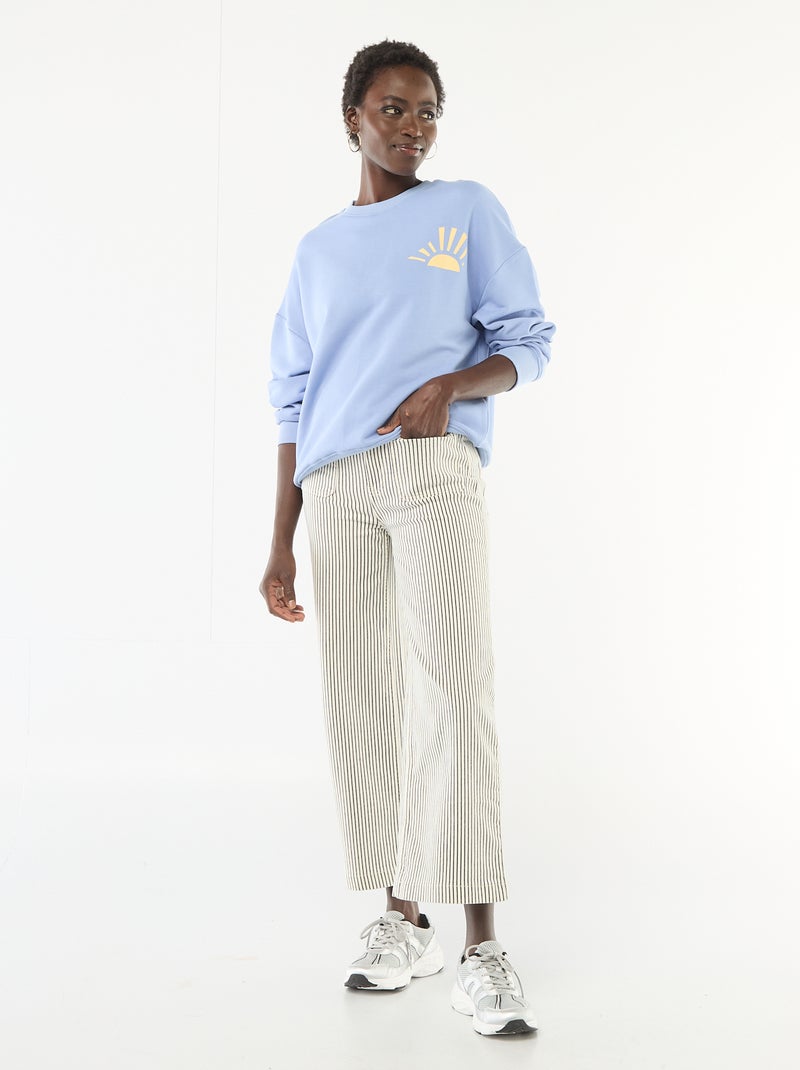 Sweat à col rond fantaisie Bleu - Kiabi