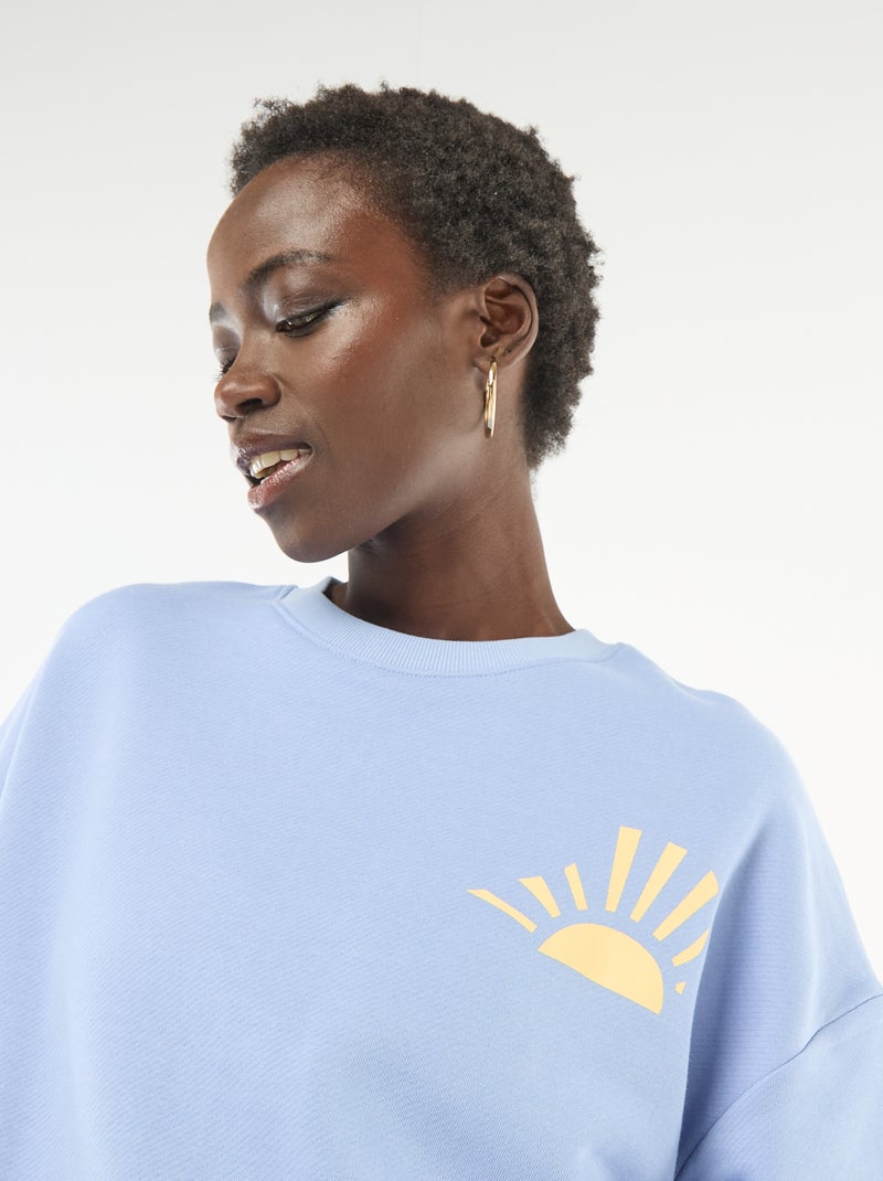 Sweat à col rond fantaisie Bleu - Kiabi