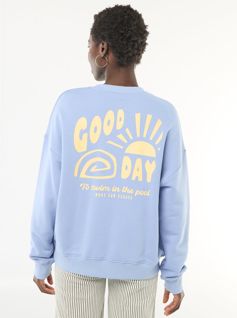 Sweat à col rond fantaisie Bleu - Kiabi