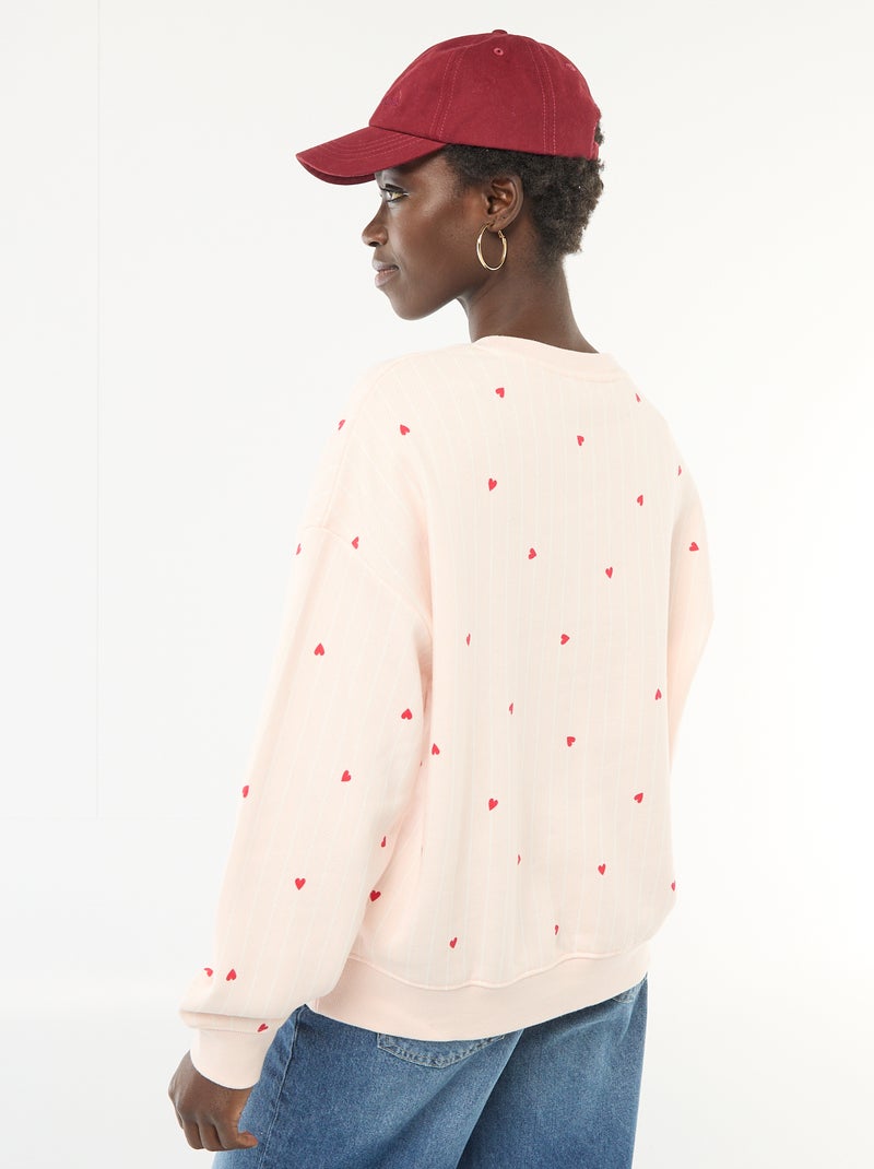 Sweat à col rond fantaisie Rose - Kiabi