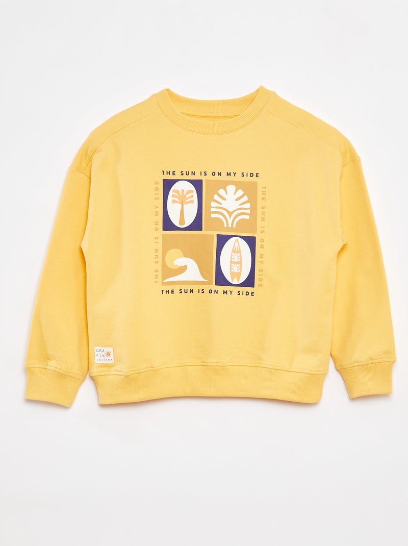 Sweat à col rond imprimé - Grafik Edition JAUNE - Kiabi