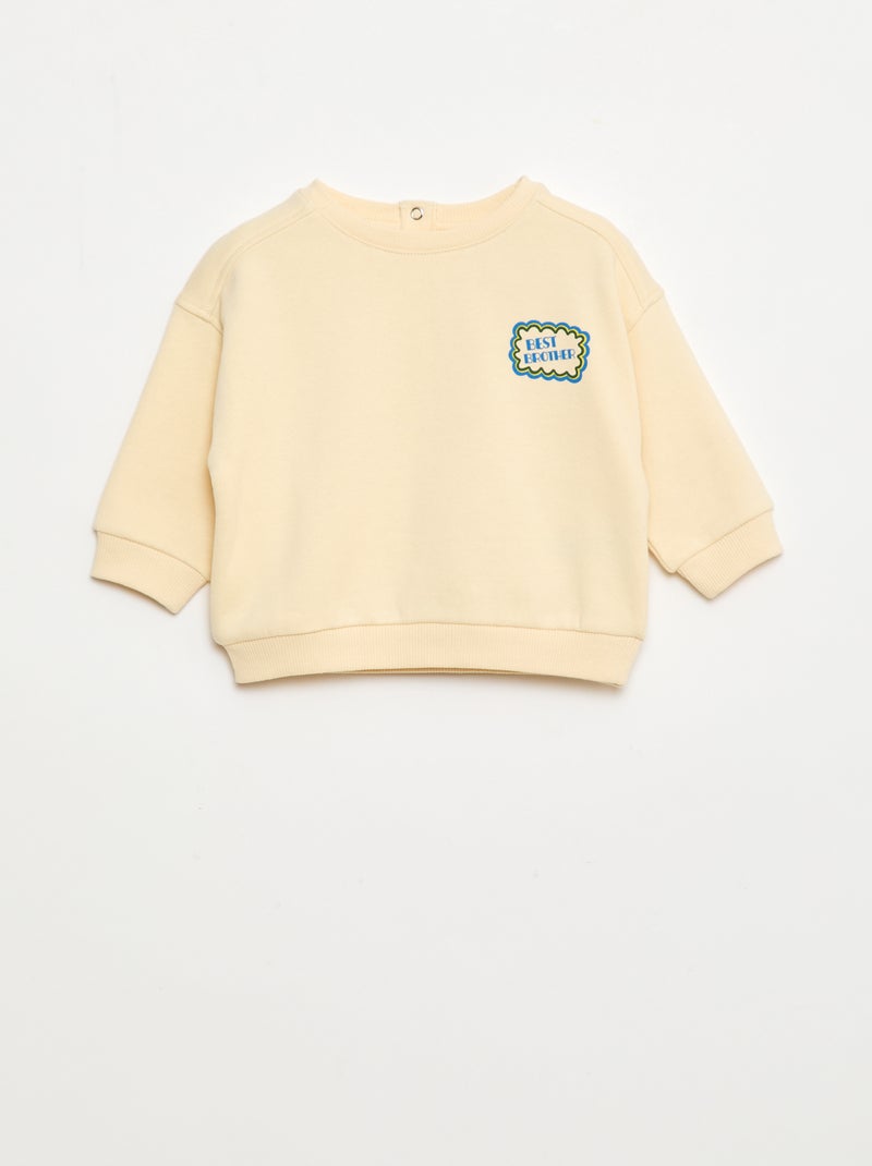 Sweat à col rond imprimé Beige - Kiabi