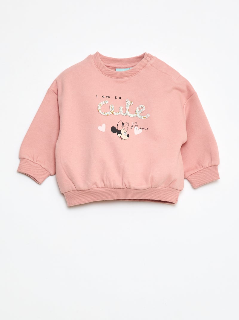 Sweat à col rond imprimé 'Minnie' 'Disney' Rose Bébé fille