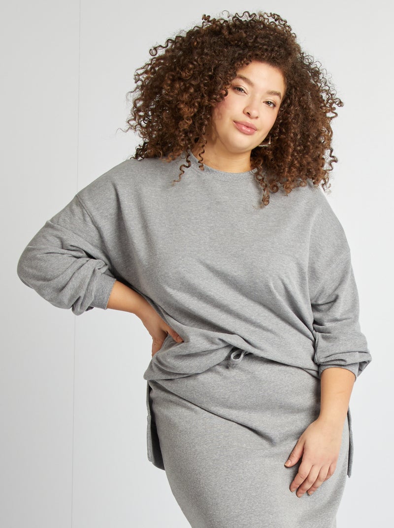 Sweat à col rond large Gris foncé - Kiabi