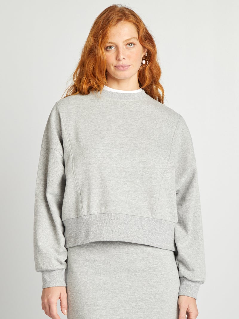 Sweat à col rond loose Gris - Kiabi