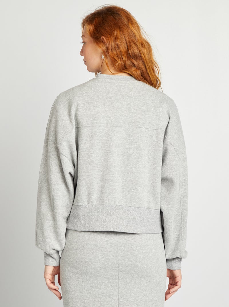 Sweat à col rond loose Gris - Kiabi